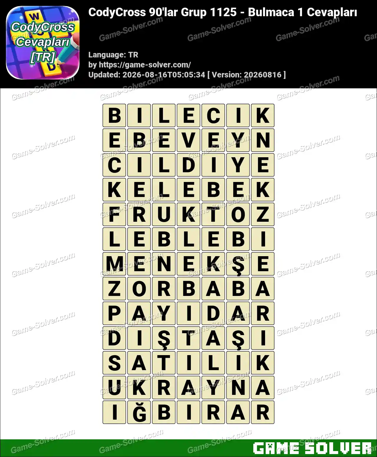 CodyCross 90’lar Grup 1125 – Bulmaca 1 Cevapları